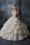 Brush Train Floral Satin Ivory Wedding Gown