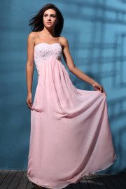 Adorable Pink Strapless Floor Length Prom Dress