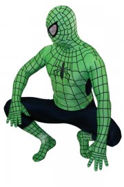 Halloween Costumes Black and Green Spiderman Zentai Suit
