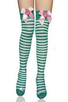 Accessory Green Zebra Striped Stockings With Bowknots Top