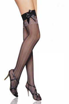 Accessory Sheer Striped Thigh High Lace Top Stockings
