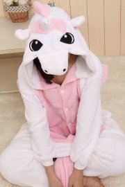 Mascot Costumes Kigurumi Pink and White Unicorn Costume