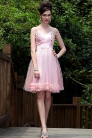 Trendy Beaded Sweetheart Knee Length Dress