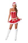 Christmas Costume Two Pieces Slim Fit White Strips Red Santa Suit