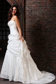 Graceful Strapless A-line Satin Wedding Dress