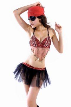 Halloween Costume Sequin Studded Pirate Suit