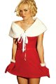 Christmas Costume Red Santa Dress with White Shawl