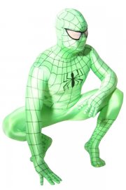 Halloween Costume Light Green Spiderman Zentai