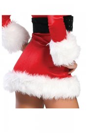 Christmas Costume Hooded White and Red Slim Fit Sexy Santa Dress