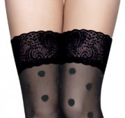 Accessory Black Stockings With Black Dots Print