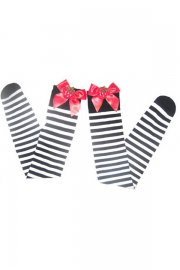 Accessory Green Zebra Striped Stockings With Bowknots Top