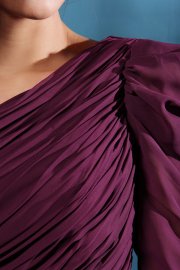 Feminine One Shoulder Long Sleeve Evening Dress