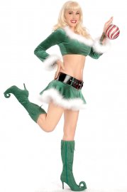 Christmas Costume Green Croptop Xmas Elf Outfit