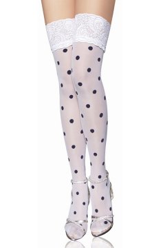 Accessory White Stockings With Black Dots