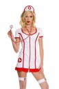 Uniform Costumes Short Sleeve White and Red Fitted Nurse Dress
