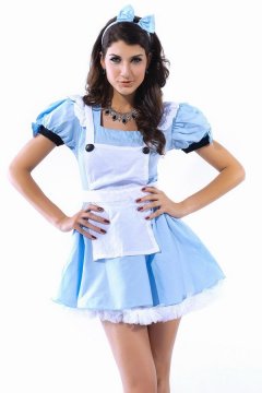 Uniform Costume Puffy Sleeves Light Blue Sweet Maid Costume