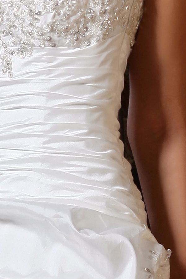 Graceful Strapless A-line Satin Wedding Dress - Click Image to Close
