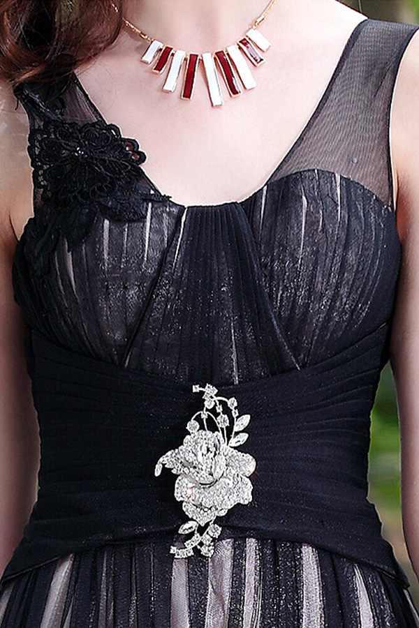 Feminine Black Tulle Cocktail Dress - Click Image to Close