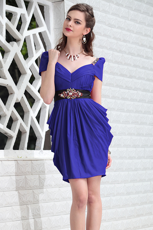 Glamorous Short Sleeve Tulip Cocktail Dress - Click Image to Close