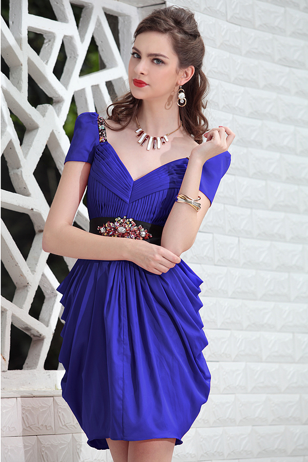Glamorous Short Sleeve Tulip Cocktail Dress - Click Image to Close