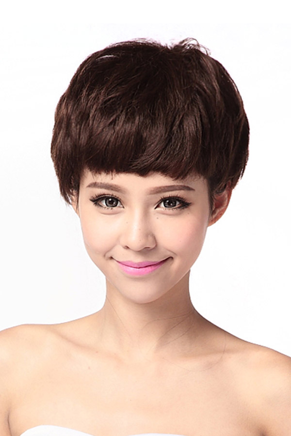 Chic 100% Human Hair Curly Short Wig - Click Image to Close