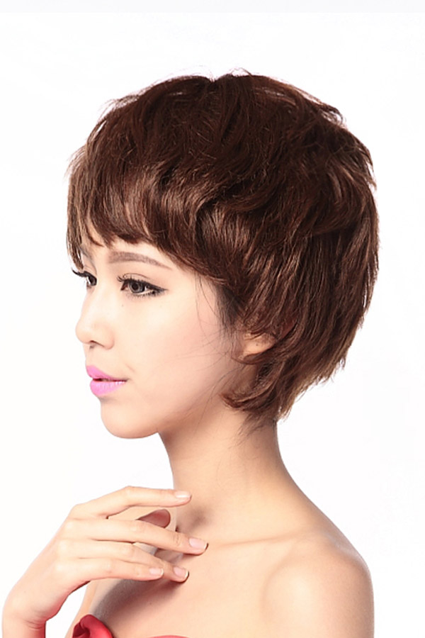 Stylish 100% Human Hair Curly Short Wig - Click Image to Close