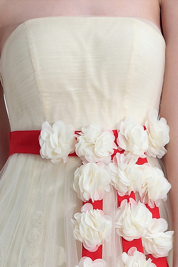 Sassy Strapless Knee Length Rosettes Prom Dress - Click Image to Close