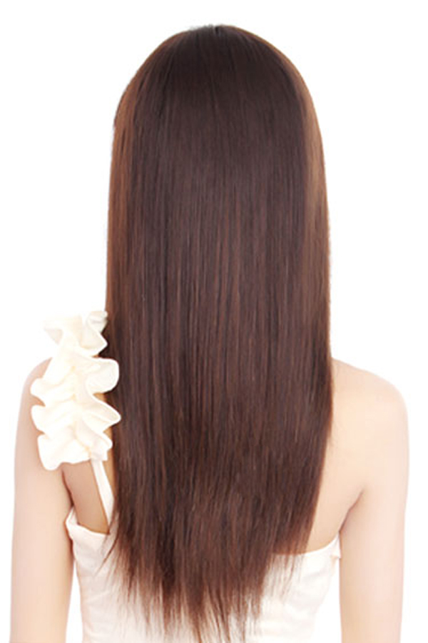 Handmade 100% Human Hair Straight Long Wig - Click Image to Close