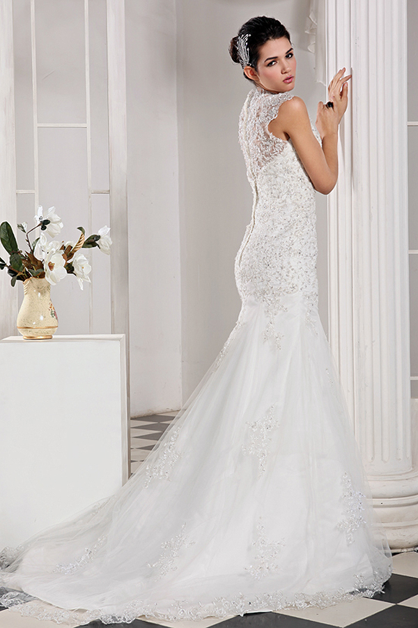 Timeless Traditional Mermaid Lace Wedding Dress - Click Image to Close