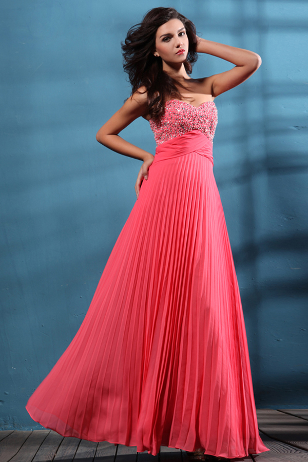 Flattering Floor-Length Sweetheart Beaded Prom Dress - Click Image to Close