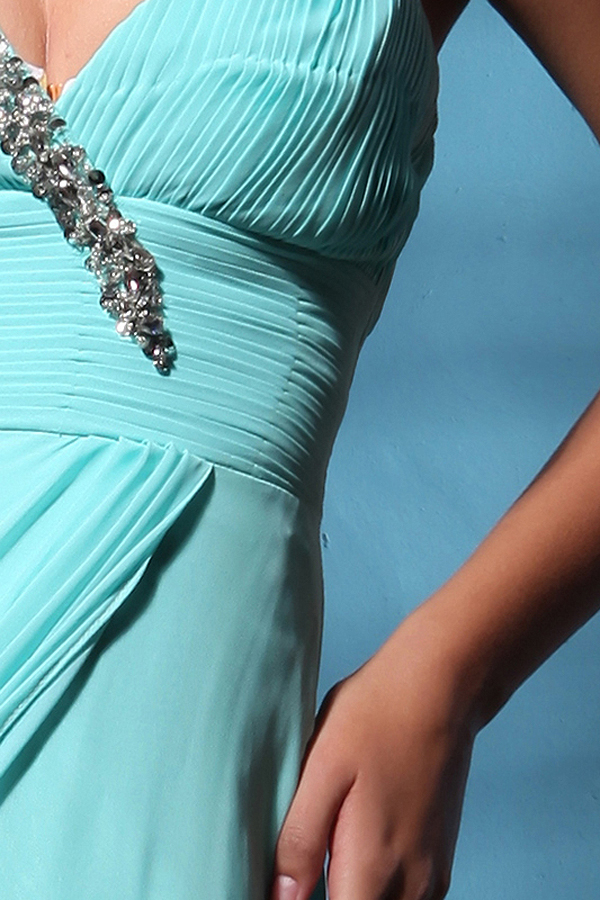 Strapless Aqua A-line Chiffon Prom Dress - Click Image to Close