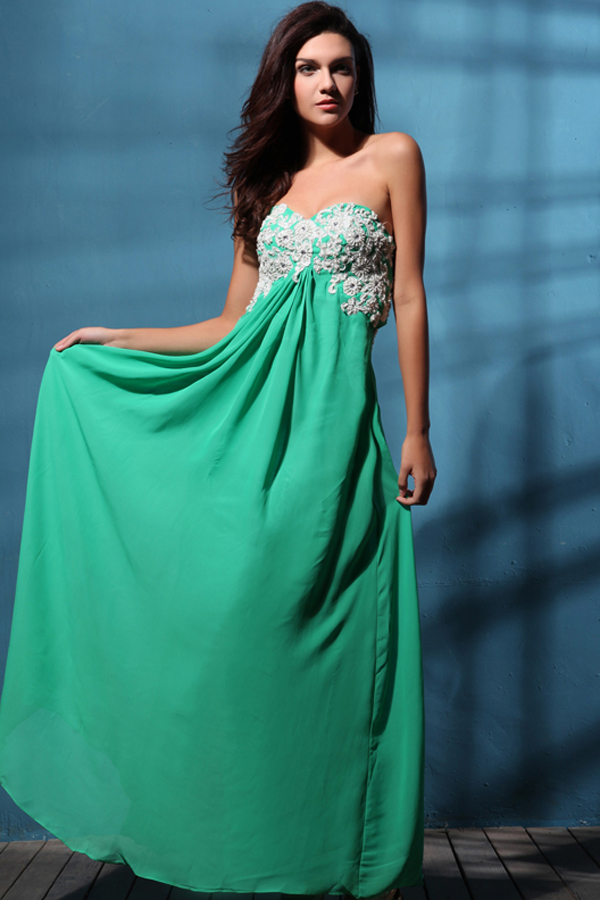 Royal Strapless Floor Length Prom Dress - Click Image to Close