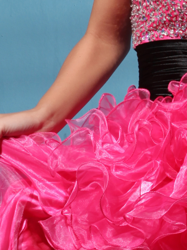 Vibrant Strapless Ruffled Ball Gown - Click Image to Close