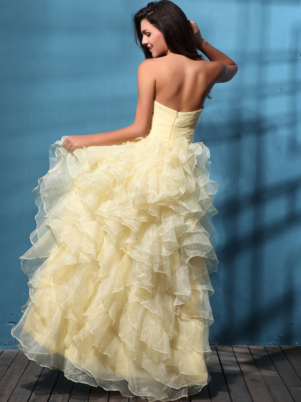 Enchanting Full Length Sweetheart Ruffled Dress - Click Image to Close