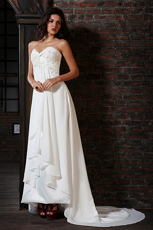 Grecian Inspired Sweetheart Chiffon Wedding Dress - Click Image to Close