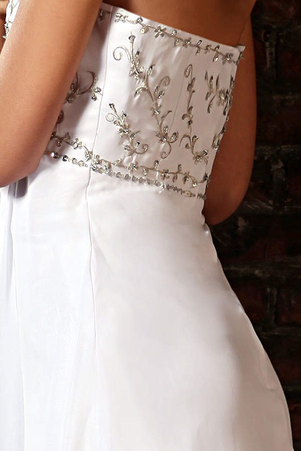 Royal Strapless Chiffon Wedding Dress with Brush Train - Click Image to Close