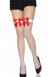 Accessory White Fishnet Thigh High Stockings