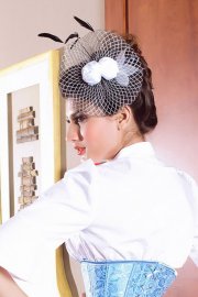 Accessories White Rose Beveled Mini Top Hat