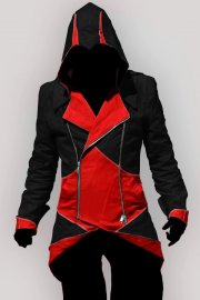 Game Costume Assassin's Creed III Red and Black Hoodie Cosplay Costume