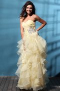 Enchanting Full Length Sweetheart Ruffled Dress