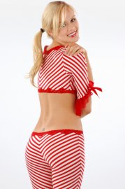 Christmas Costume Sexy Red Stripe Santa Costume