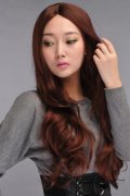 Glamorous Maroon 80% Human Hair Curly Long Wig