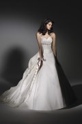 Court Train Satin Ivory Wedding Gown