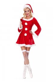 Christmas Costume Long Sleeve Red Christmas Dress