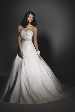 Court Train Satin Ivory Wedding Gown