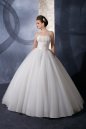 Brush Train Flower Tulle Ivory Wedding Gown