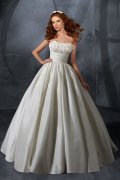 Court Train Satin Ivory Wedding Gown
