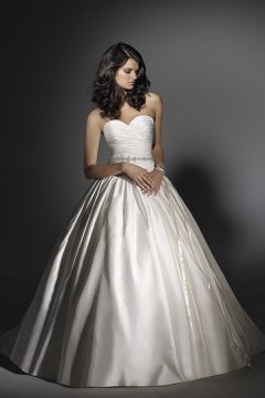 Court Train Satin Ivory Wedding Gown