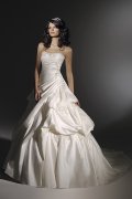 Court Train Satin Ivory Wedding Gown