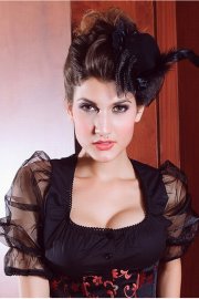 Accessories Black Lace Feather Mini Top Hat